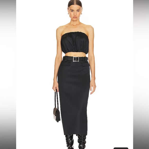 Final drop! Price firm! NWT HELSA black satin blouson tube top - XS - Picture 7 of 9